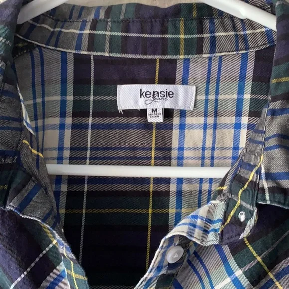 KENSIE Tartan Plaid Button Down Shirt size Medium - Picture 4 of 5